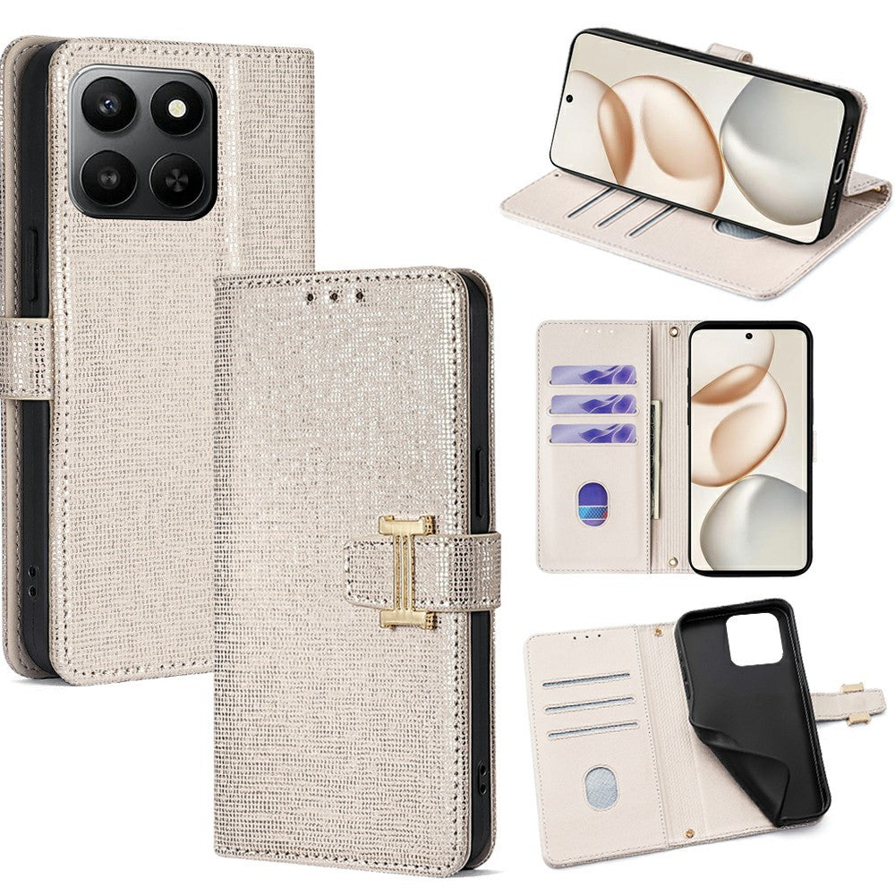 PU Leather Case for Honor 400 Smart 5G / 400 Smart 4G / X7d 4G Metal I-Buckle Wallet Phone Cover