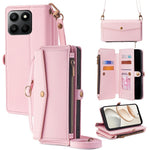 PU Leather Case for Honor 400 Smart 5G / 400 Smart 4G / X7d 4G Card Slots Zipper Purse Phone Cover with Shoulder Strap