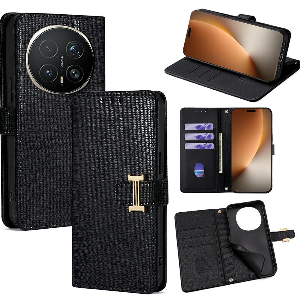 For Honor Magic8 Pro 5G Case Metal I-Buckle PU Leather Wallet Phone Cover