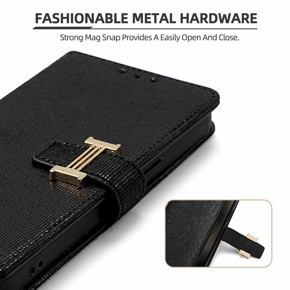 For Honor Magic8 Pro 5G Case Metal I-Buckle PU Leather Wallet Phone Cover