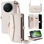 For Honor Magic8 5G Case Card Slots Zipper Purse PU Leather Phone Cover with Shoulder Strap