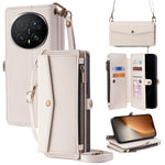 For Honor Magic8 Pro 5G Case Card Slots Zipper Purse PU Leather Phone Cover with Shoulder Strap