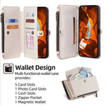 For Honor Magic8 Pro 5G Case Card Slots Zipper Purse PU Leather Phone Cover with Shoulder Strap