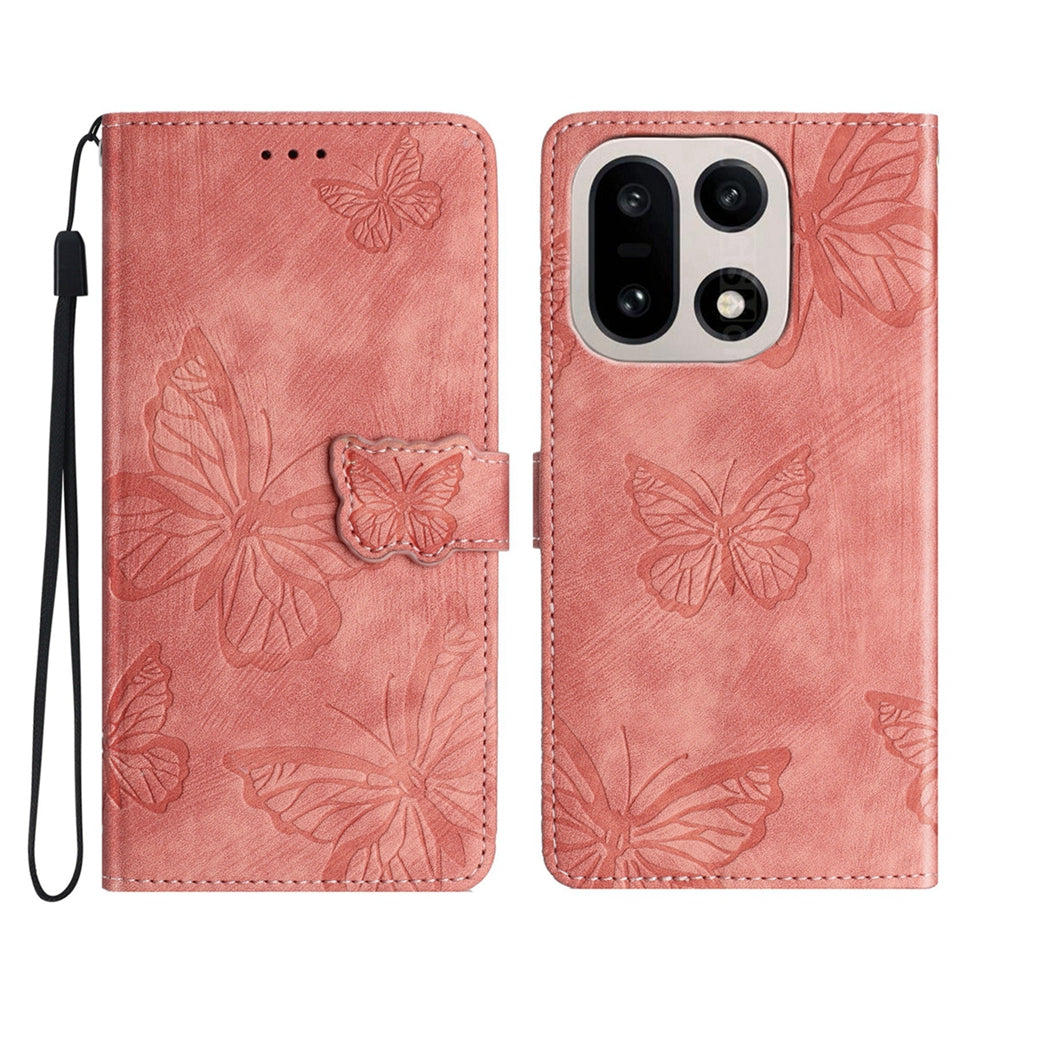 OnePlus 15 5G-skal med fjärilsdesign, fällbart läderfodral med beröringsskydd