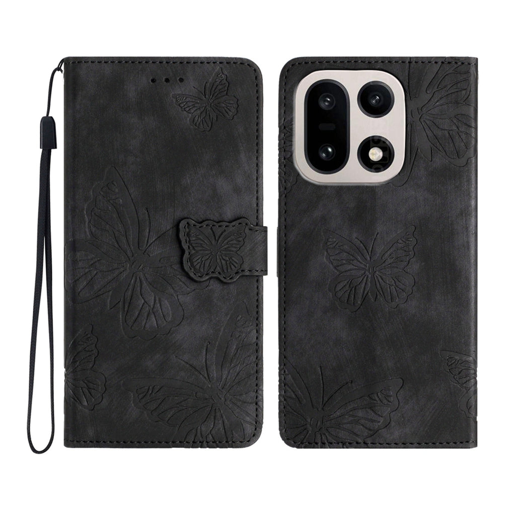 OnePlus 15 5G-skal med fjärilsdesign, fällbart läderfodral med beröringsskydd