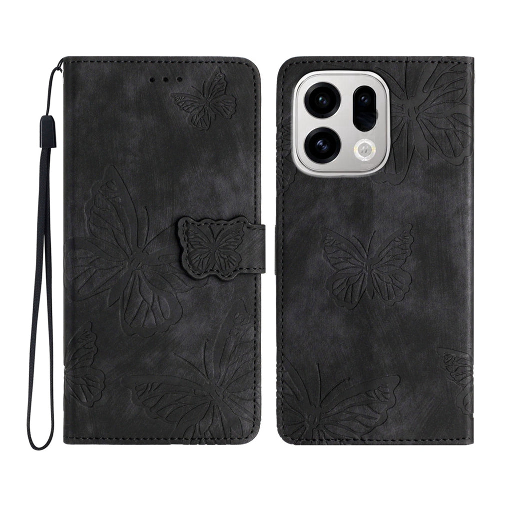 For Oppo Find X9 5G Case Butterfly Design Flip Wallet Leather Phone Cover Skin-Touch