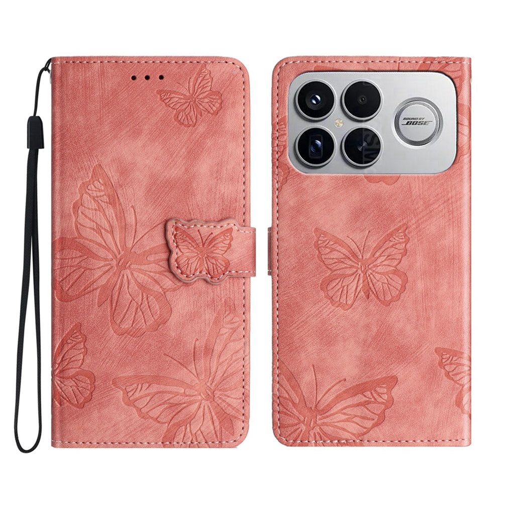 For Xiaomi Redmi K90 5G Case Butterfly Design Flip Wallet Leather Phone Cover Skin-Touch