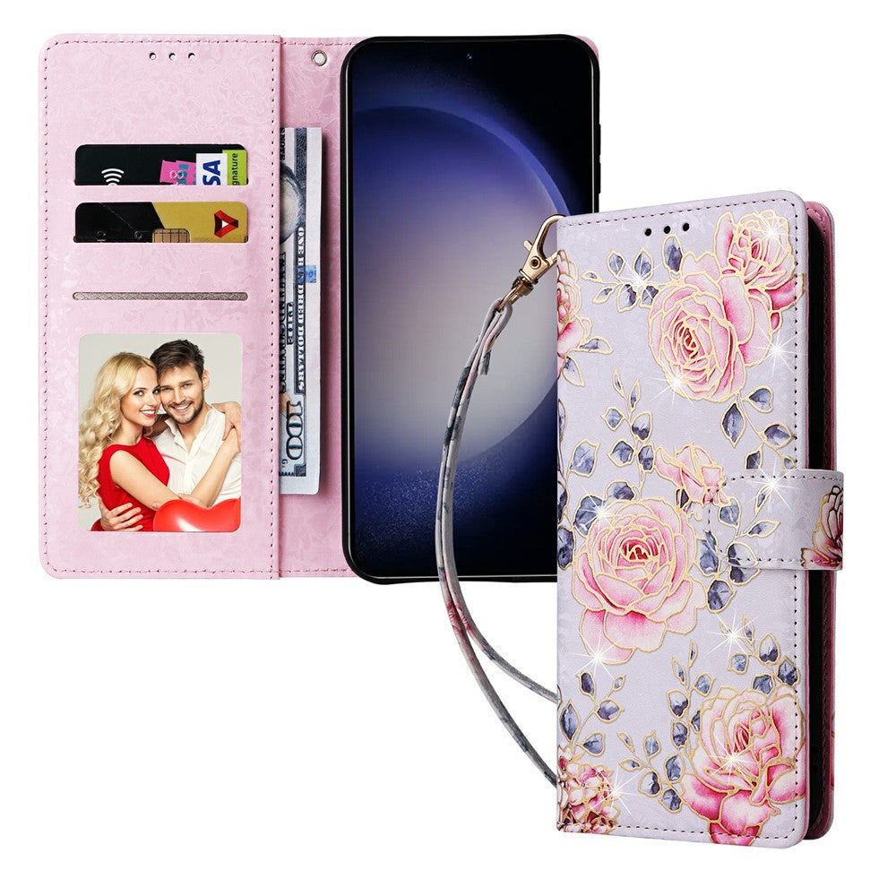 For Samsung Galaxy S26 Case RFID Blocking Flower Leather Phone Cover