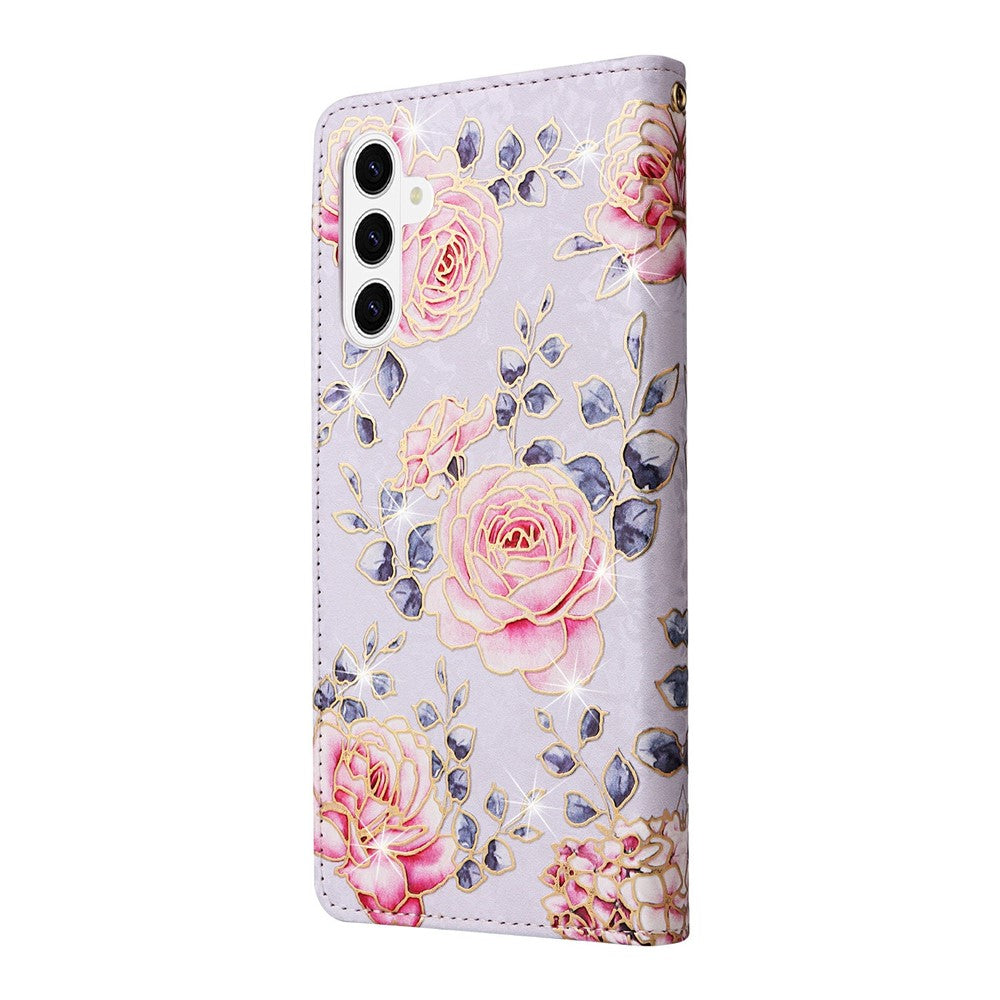 For Samsung Galaxy S26 Case RFID Blocking Flower Leather Phone Cover