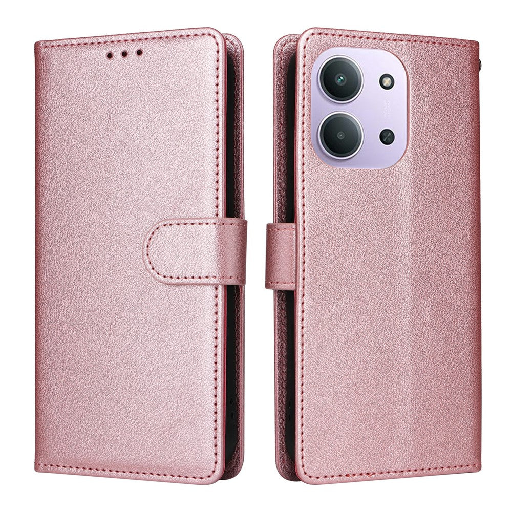 Plånboksfodral med stativ till Xiaomi Redmi 15C 4G (Global) (171mm) / Redmi 15C 5G (Global) (171mm) / Poco C85 4G (171mm) / Redmi 15R 5G, PU-läderfodral med handledsrem