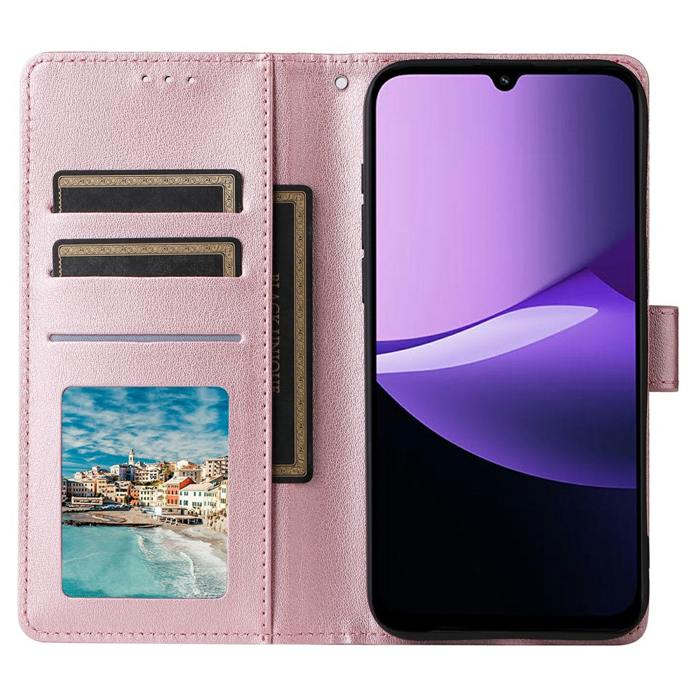 Plånboksfodral med stativ till Xiaomi Redmi 15C 4G (Global) (171mm) / Redmi 15C 5G (Global) (171mm) / Poco C85 4G (171mm) / Redmi 15R 5G, PU-läderfodral med handledsrem
