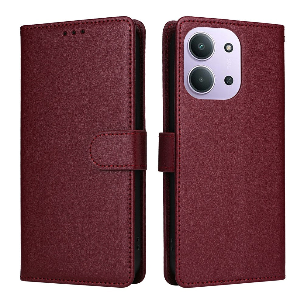 Plånboksfodral med stativ till Xiaomi Redmi 15C 4G (Global) (171mm) / Redmi 15C 5G (Global) (171mm) / Poco C85 4G (171mm) / Redmi 15R 5G, PU-läderfodral med handledsrem
