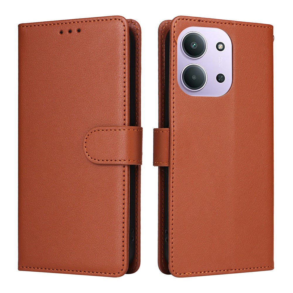 Plånboksfodral med stativ till Xiaomi Redmi 15C 4G (Global) (171mm) / Redmi 15C 5G (Global) (171mm) / Poco C85 4G (171mm) / Redmi 15R 5G, PU-läderfodral med handledsrem