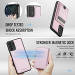 JEEHOOD För Samsung Galaxy A52 5G / Galaxy A52s 5G / Galaxy A52 4G Magnetiskt Skal J10 Läder Baksida mobilskal med Avtagbar Korthållare Stöd