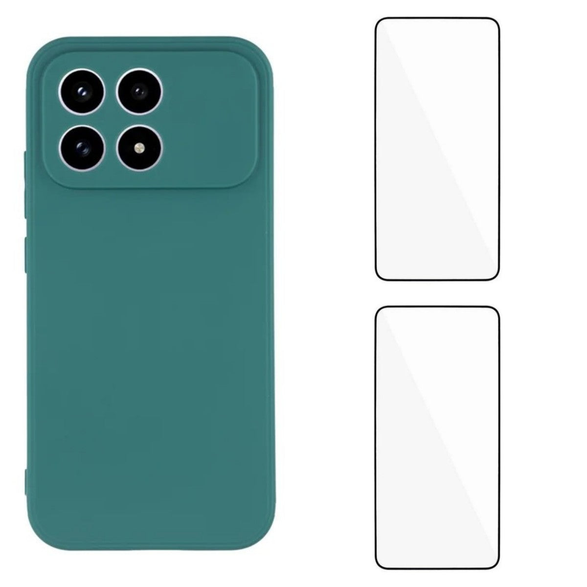 WANLONFENG För Xiaomi Redmi K90 5G Skal ZB1 Series Precisa Utskärningar Raka Kanter TPU mobilskal med 2 Styck Härdat Glas Film