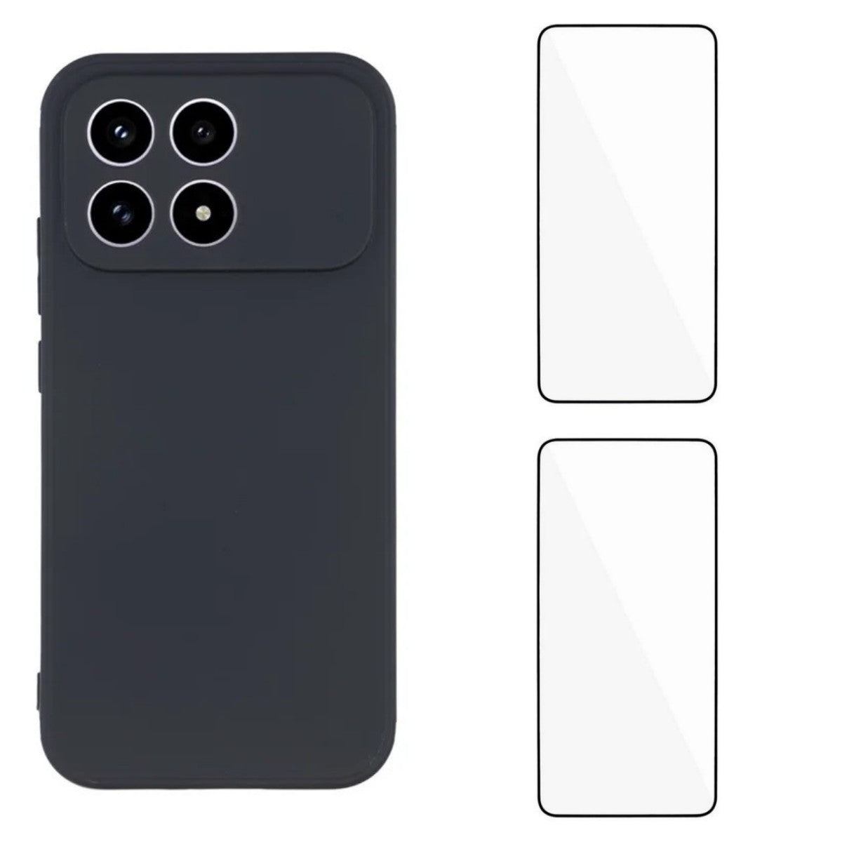 WANLONFENG För Xiaomi Redmi K90 5G Skal ZB1 Series Precisa Utskärningar Raka Kanter TPU mobilskal med 2 Styck Härdat Glas Film