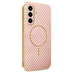 For Samsung Galaxy A57 5G Case Carbon Fiber Textured Electroplated TPU Phone Back Cover