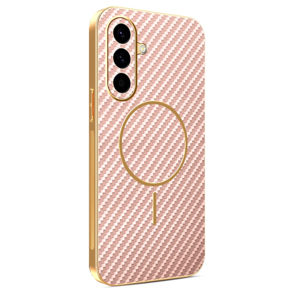 For Samsung Galaxy A57 5G Case Carbon Fiber Textured Electroplated TPU Phone Back Cover