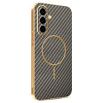 For Samsung Galaxy A57 5G Case Carbon Fiber Textured Electroplated TPU Phone Back Cover