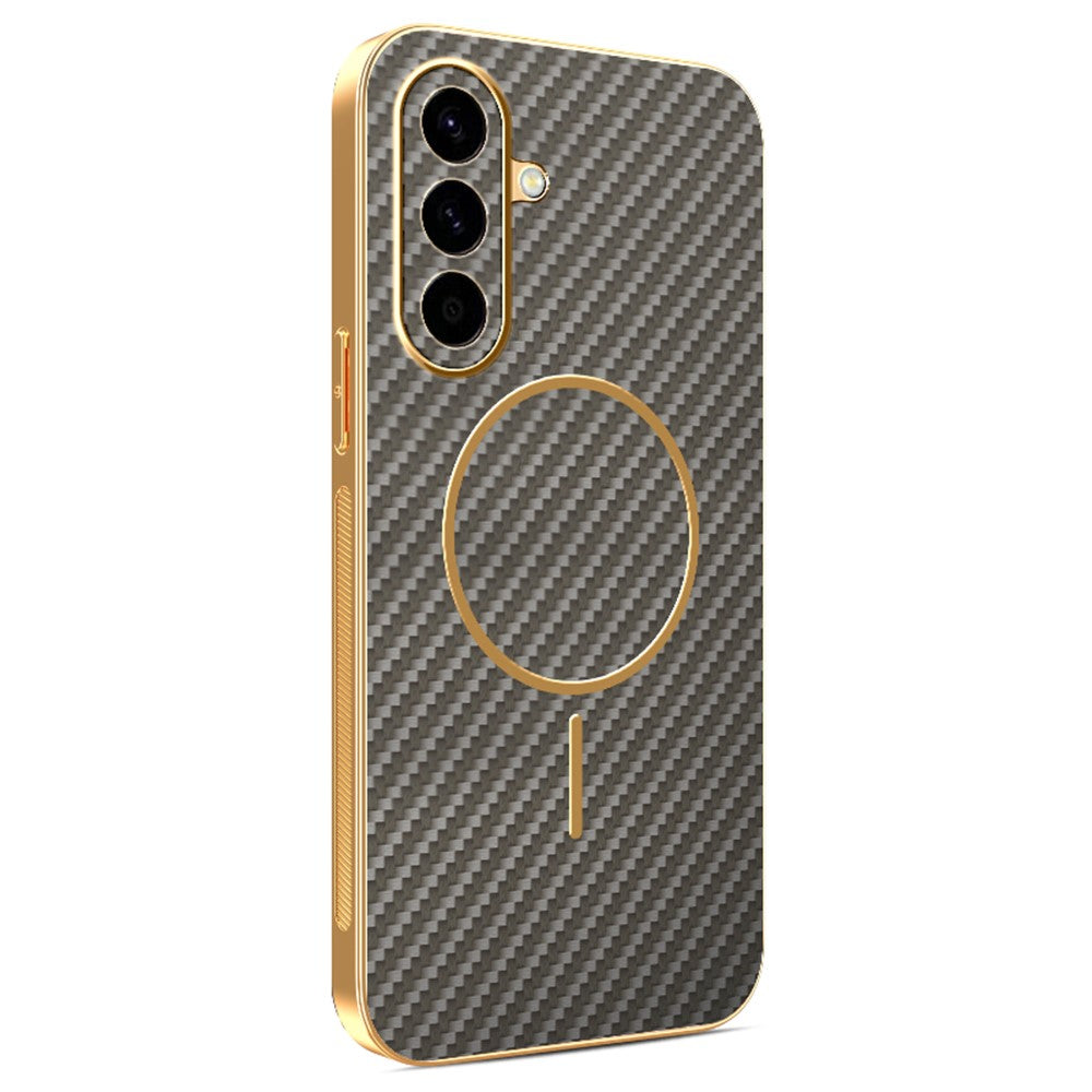 For Samsung Galaxy A57 5G Case Carbon Fiber Textured Electroplated TPU Phone Back Cover
