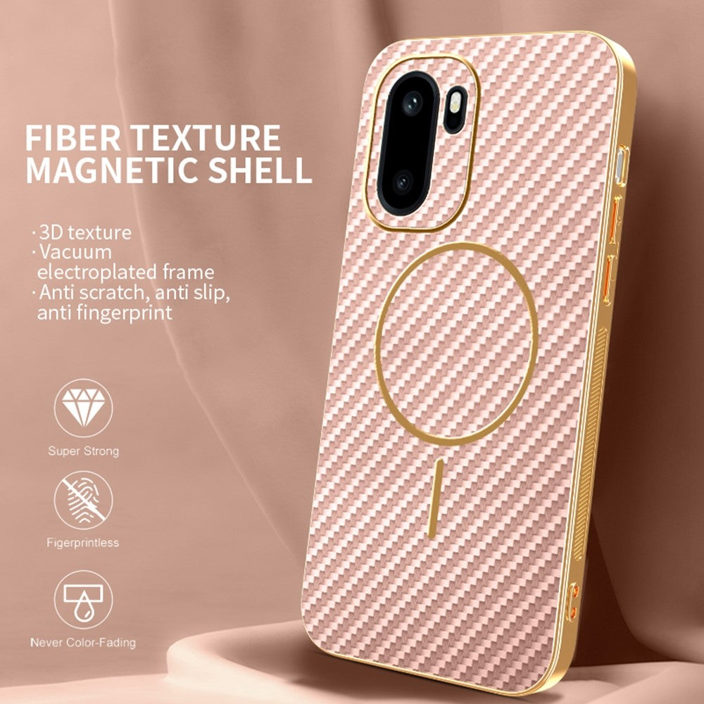 mobilskal för OnePlus 15R 5G / Ace 6T 5G / Ace 6 5G Kolfiberstrukturerat elektropläterat TPU-bakstycke
