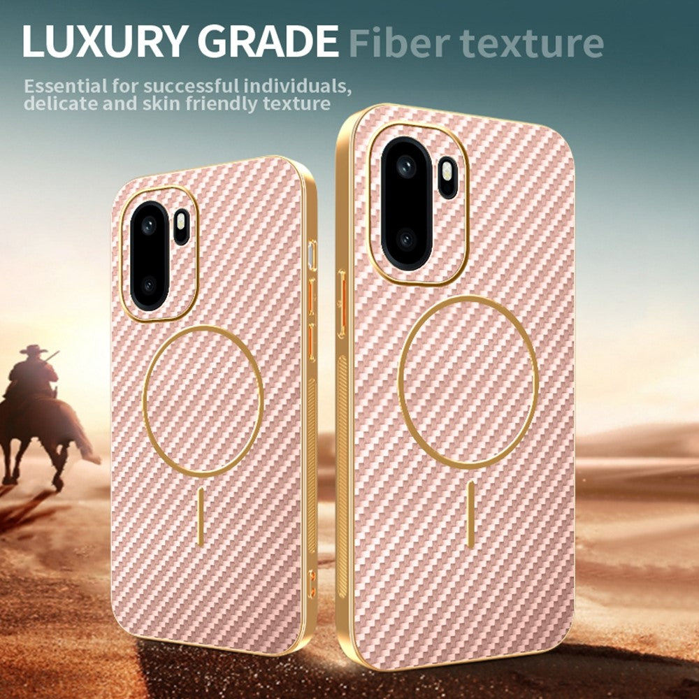 mobilskal för OnePlus 15R 5G / Ace 6T 5G / Ace 6 5G Kolfiberstrukturerat elektropläterat TPU-bakstycke