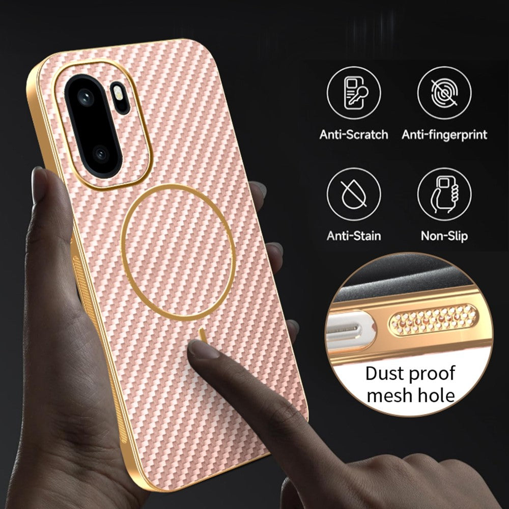 mobilskal för OnePlus 15R 5G / Ace 6T 5G / Ace 6 5G Kolfiberstrukturerat elektropläterat TPU-bakstycke