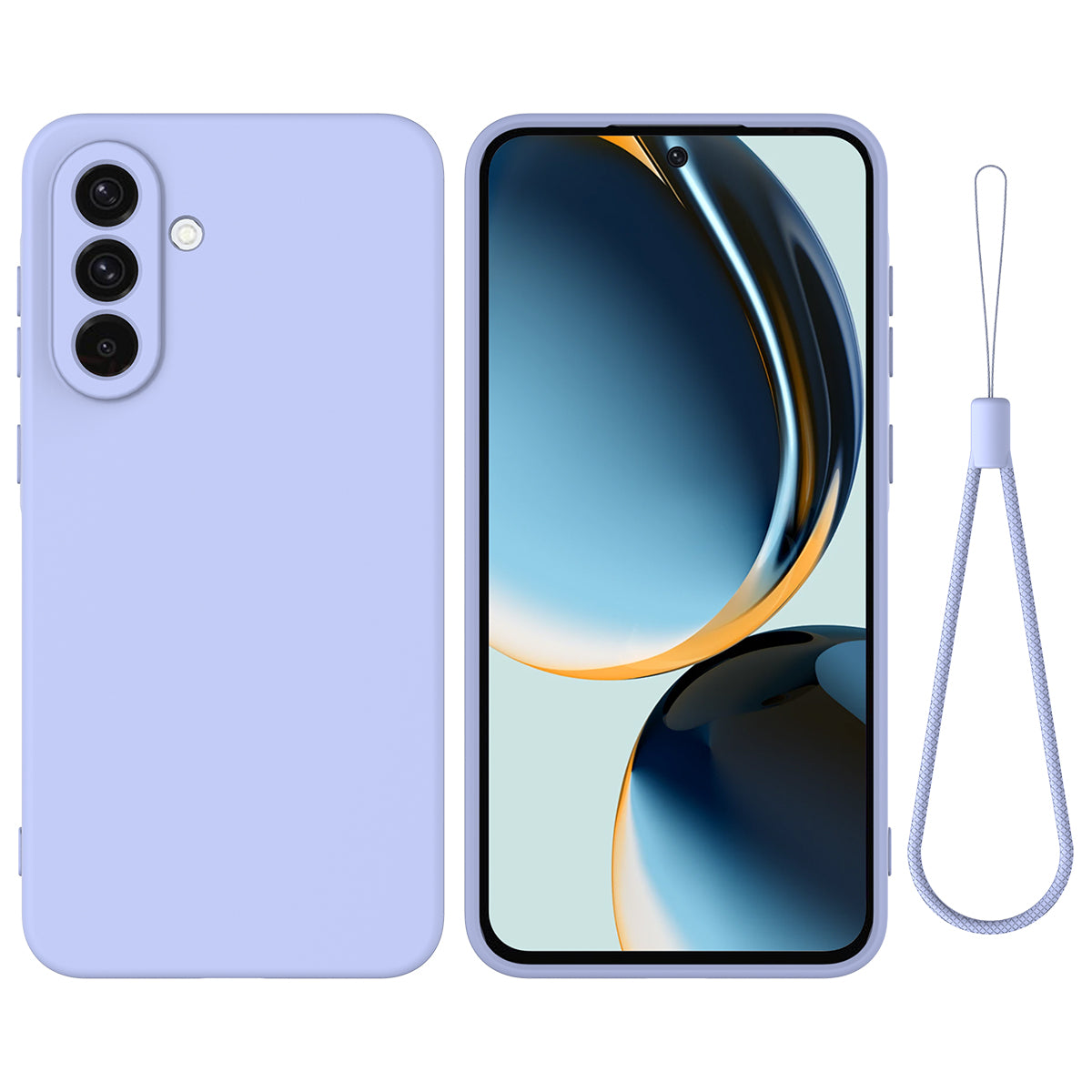 For Samsung Galaxy A57 5G Liquid Silicone Case Phone Back Cover with Hand Strap
