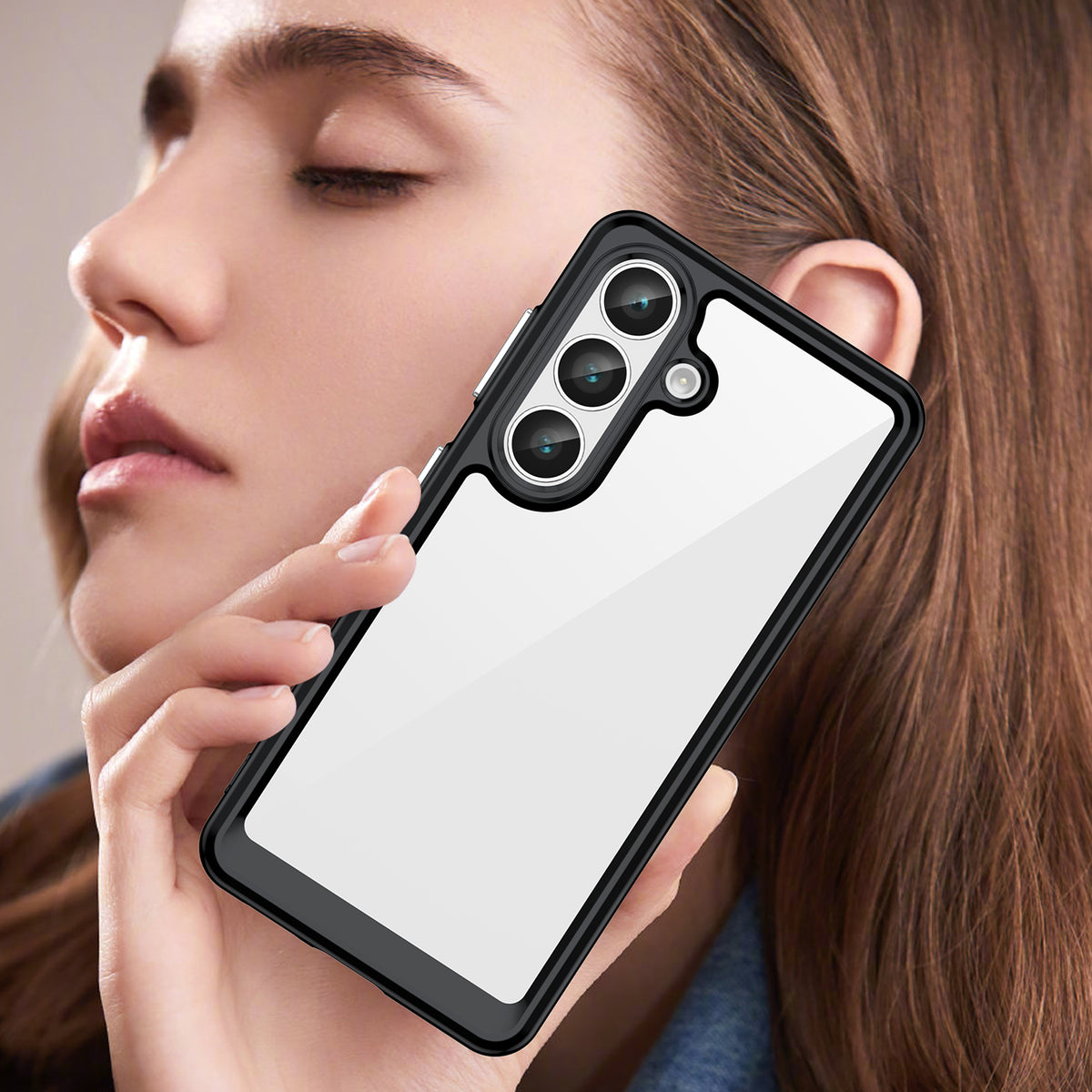 WANLONFENG För Samsung Galaxy S26 mobilskal XC-serien TPU Akrylskydd med Härdat Glas (Stort Linshål)
