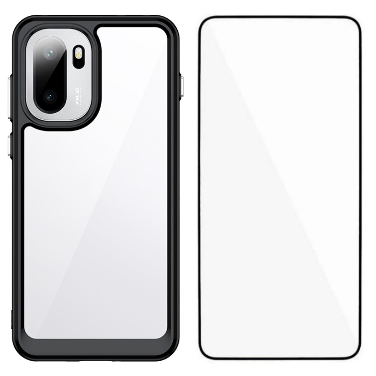 WANLONFENG För OnePlus 15R 5G / Ace 6T 5G / Ace 6 5G mobilskal XC-serien TPU Akrylskydd med Härdat Glas (Stort Linshål)