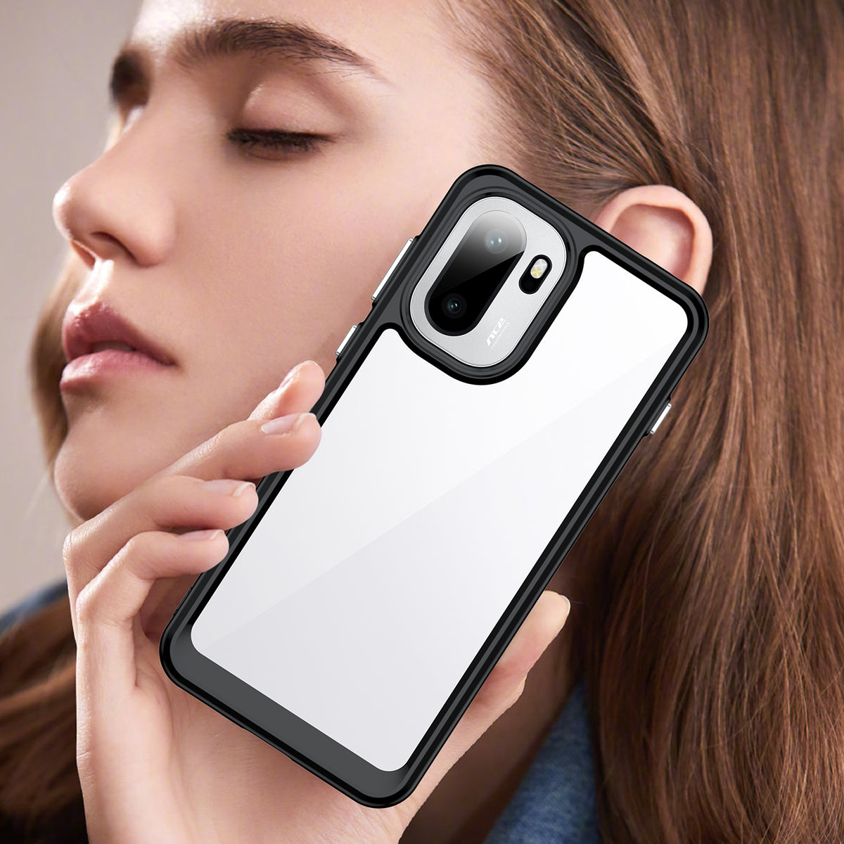 WANLONFENG För OnePlus 15R 5G / Ace 6T 5G / Ace 6 5G mobilskal XC-serien TPU Akrylskydd med Härdat Glas (Stort Linshål)