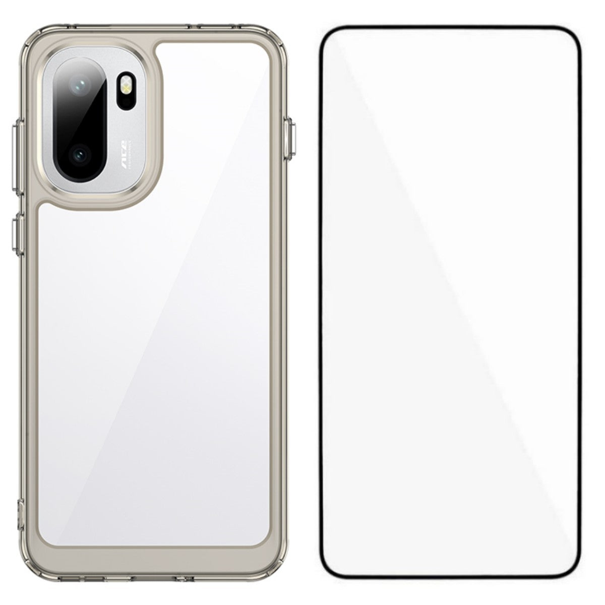 WANLONFENG För OnePlus 15R 5G / Ace 6T 5G / Ace 6 5G mobilskal XC-serien TPU Akrylskydd med Härdat Glas (Stort Linshål)