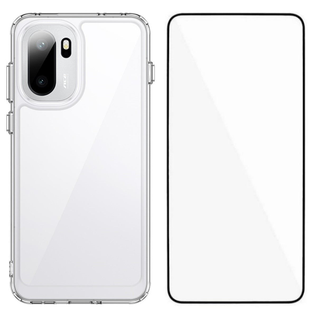 WANLONFENG For OnePlus 15R 5G / Ace 6T 5G / Ace 6 5G Case  MF Series TPU Acrylic Clear Phone Cover with Tempered Glass Film