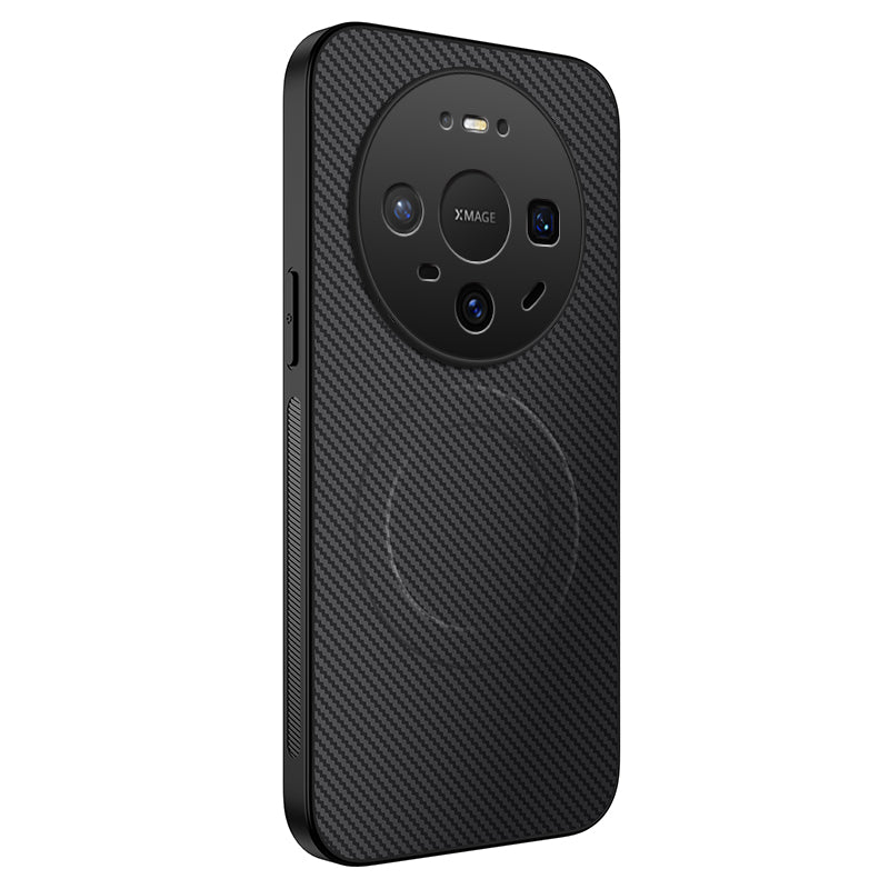 WANLONFENG For Huawei Mate 80 Pro / Huawei Mate 80 Magnetic Case  TQ Series Carbon Fiber Texture PC TPU Phone Cover