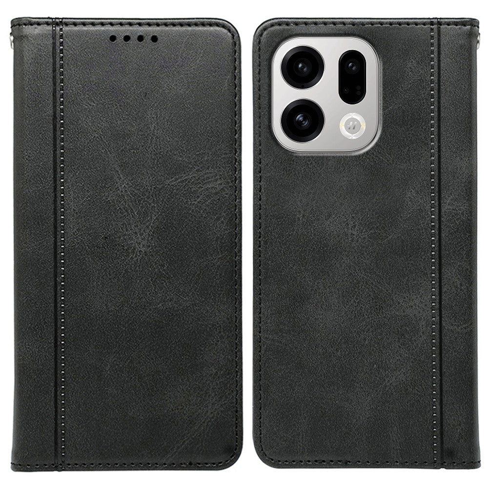 For Oppo Find X9 5G Case Hidden Magnetic Closure Calf Texture Leather Phone Cover