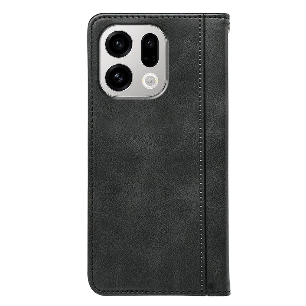 For Oppo Find X9 5G Case Hidden Magnetic Closure Calf Texture Leather Phone Cover