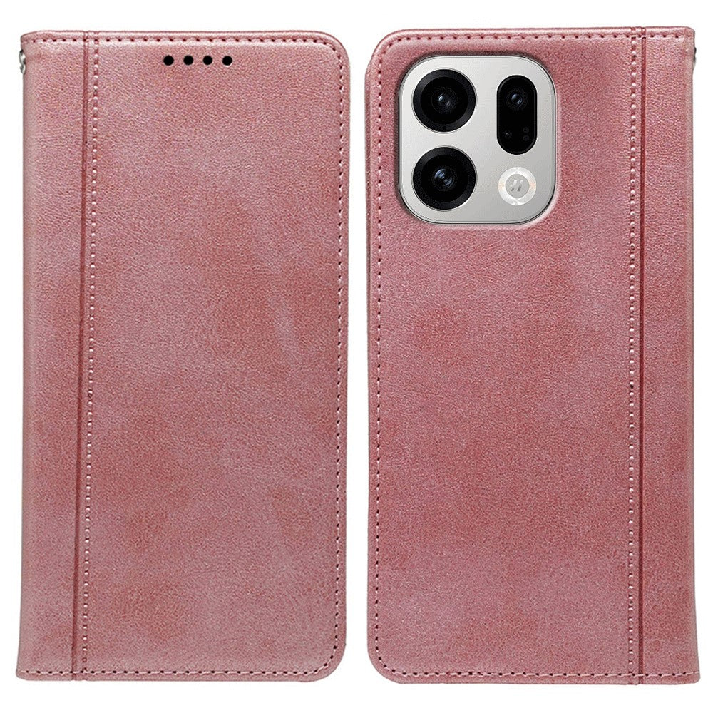 For Oppo Find X9 5G Case Hidden Magnetic Closure Calf Texture Leather Phone Cover
