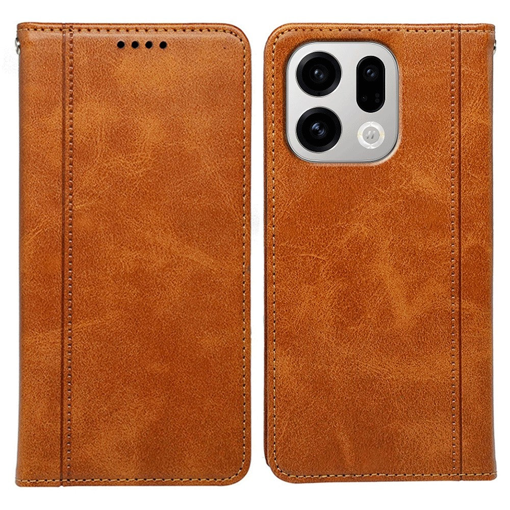 For Oppo Find X9 5G Case Hidden Magnetic Closure Calf Texture Leather Phone Cover