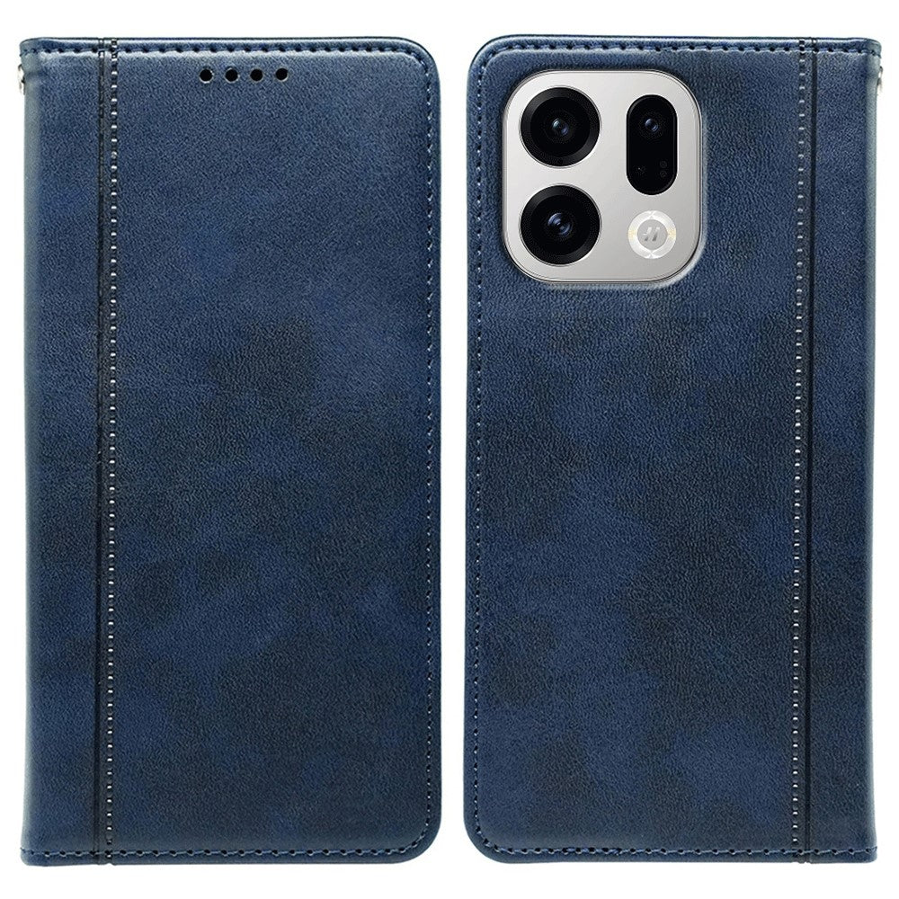For Oppo Find X9 5G Case Hidden Magnetic Closure Calf Texture Leather Phone Cover