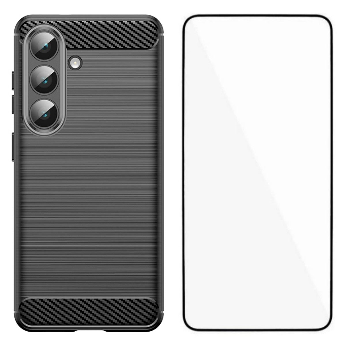 WANLONFENG For Samsung Galaxy S26 Case with Screen Film  LS Series Big Lens Hole Brushed Texture TPU Phone Cover