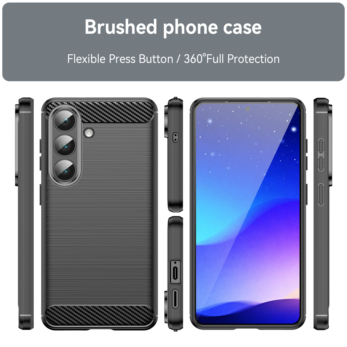 WANLONFENG For Samsung Galaxy S26 Case with Screen Film  LS Series Big Lens Hole Brushed Texture TPU Phone Cover