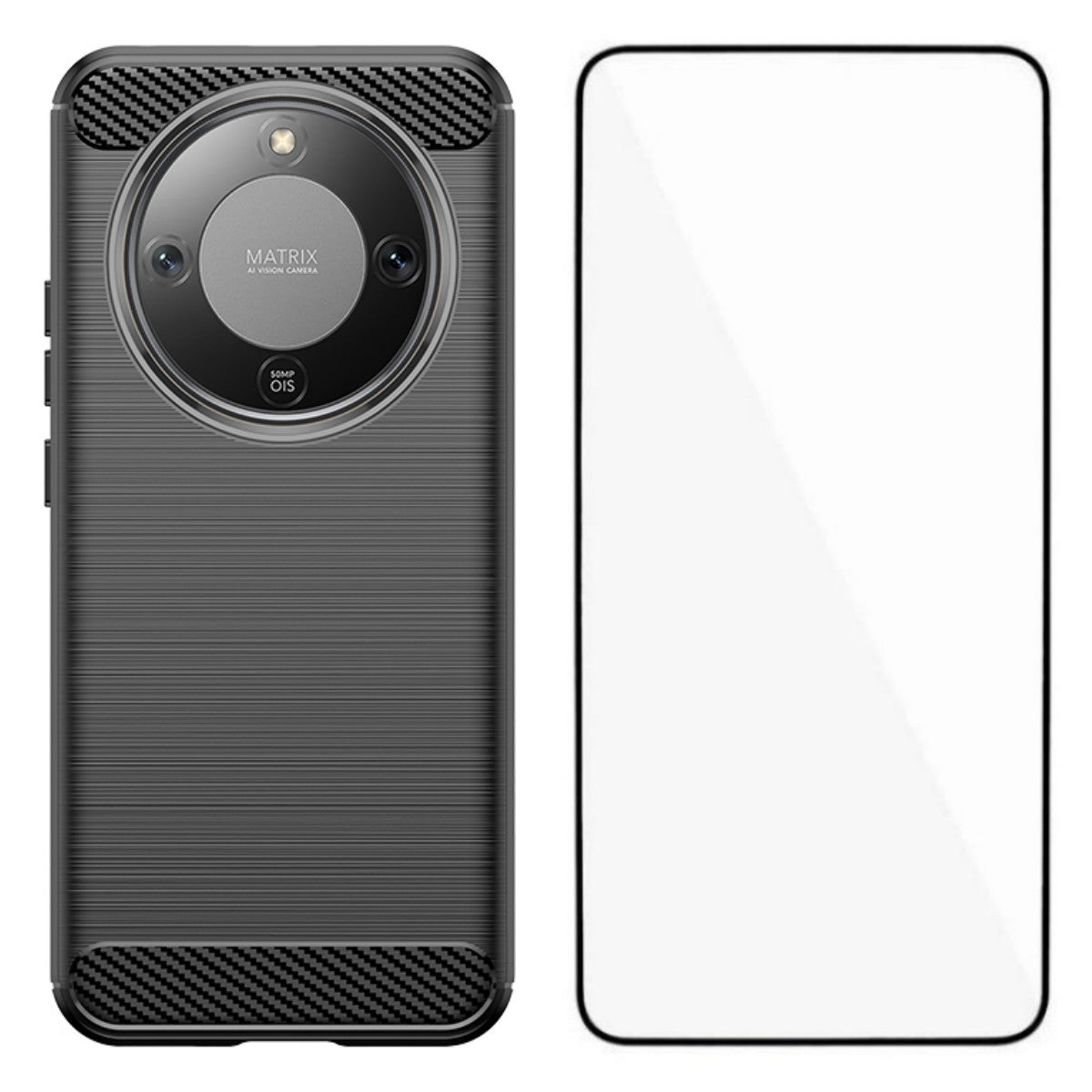 WANLONFENG Skal till Honor Magic8 Lite 5G / X9d 5G / X70 5G med skärmfilm LS-serien stort linshål borstad textur TPU-mobilskal