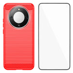 WANLONFENG Skal till Honor Magic8 Lite 5G / X9d 5G / X70 5G med skärmfilm LS-serien stort linshål borstad textur TPU-mobilskal
