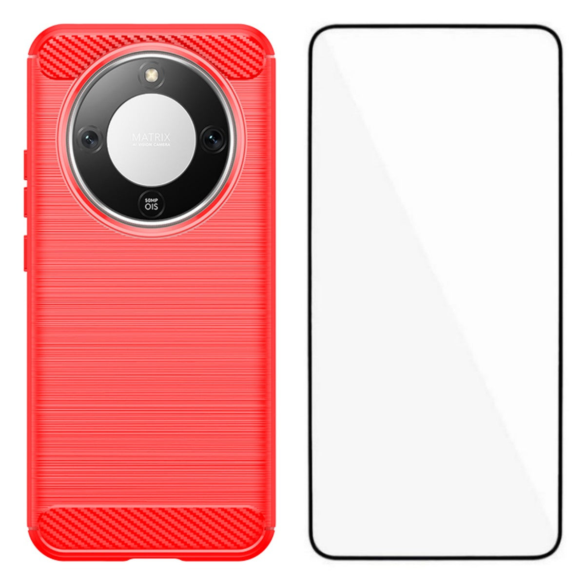 WANLONFENG Skal till Honor Magic8 Lite 5G / X9d 5G / X70 5G med skärmfilm LS-serien stort linshål borstad textur TPU-mobilskal