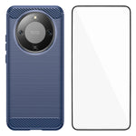 WANLONFENG Skal till Honor Magic8 Lite 5G / X9d 5G / X70 5G med skärmfilm LS-serien stort linshål borstad textur TPU-mobilskal