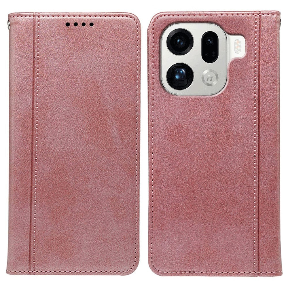 For Oppo Find X9 Pro 5G Case Hidden Magnetic Closure Calf Texture Leather Phone Cover