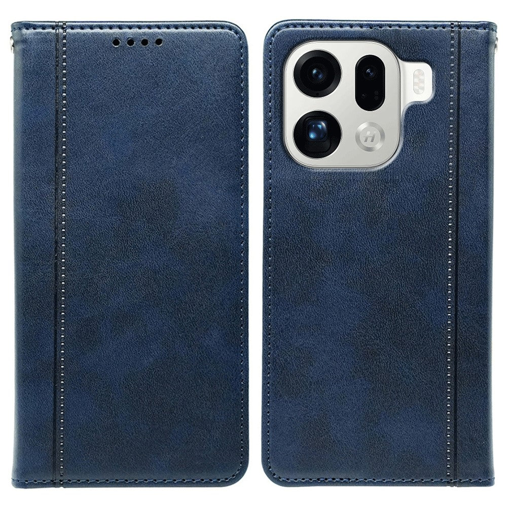 For Oppo Find X9 Pro 5G Case Hidden Magnetic Closure Calf Texture Leather Phone Cover