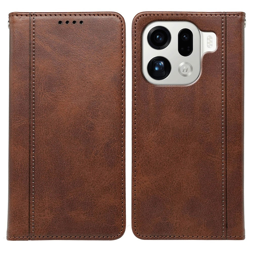For Oppo Find X9 Pro 5G Case Hidden Magnetic Closure Calf Texture Leather Phone Cover