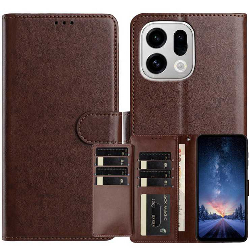 For Oppo Find X9 5G Wallet Phone Case Stand PU Leather Folio Flip Cover with 8 Card Slot