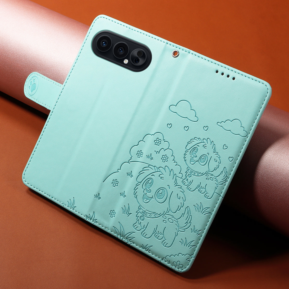 For Honor 500 Pro 5G / Honor 500 5G Cover RFID Blokerende Præget Hundemønster PU Læder Telefoncover med Håndledsrem